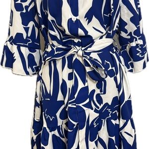 Blue and White Patterned Dress